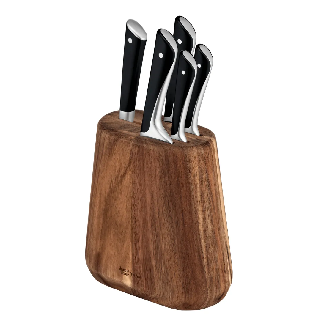 Set Pisau Dapur Jamie Oliver by Tefal Knife Block 5 Pcs